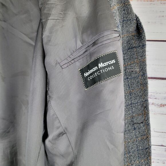 Ermenegildo Zegna Mens Size 44 L Blazer Switzerland Wool Windowpane Tweed VTG - Picture 13 of 16